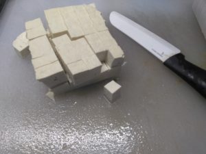 a cut up brick of dubu